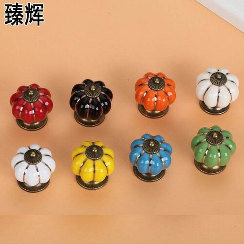 Pumpkin Ceramic Handles 40mm Drawer Knobs Single Hole Closet