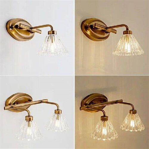 Vintage Led Wall Light Bronze Clear Lampshade Wall Lamp