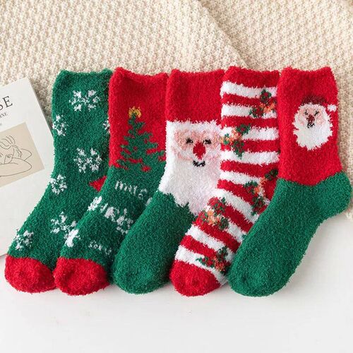 5Pairs/Set Warm Winter Socks Women Thicken Plus Cotton Socks