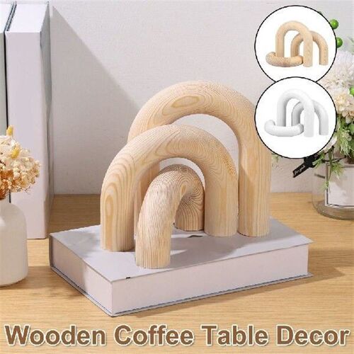 Modern Decorative Wood Arc Ornament Hand-carved Unique