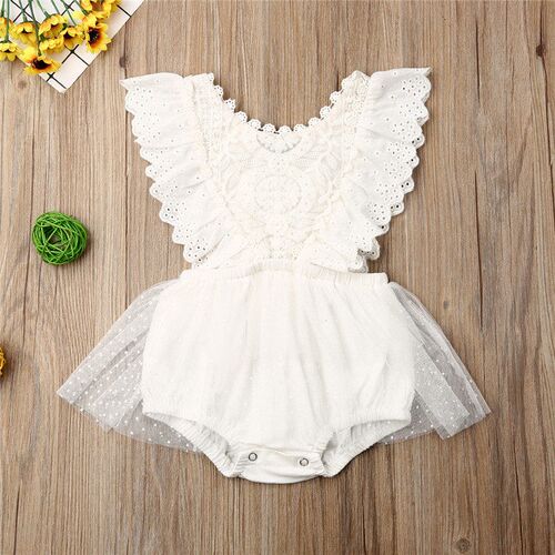 Newborn Baby Girls Rompers Summer Autumn Lace Flower Backles