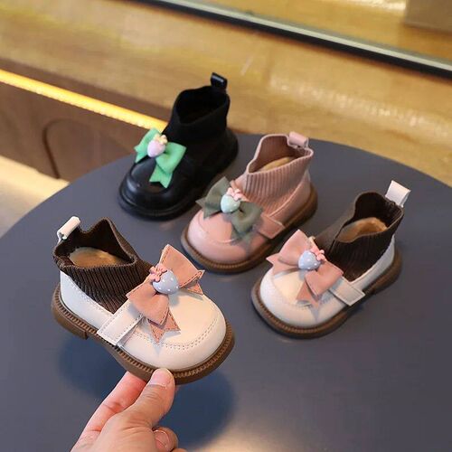 Winter Infant Girls Sock Boots Chunky Bow Elegant Cute Chil