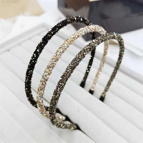 Fashion Korea Crystal Soft Headband for Women Rhinestone Hai