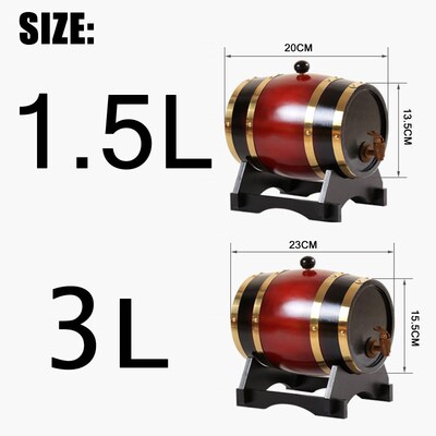 1.5/3L Wood Barrel Vintage Oak Beer Brewing Equipment Mini K