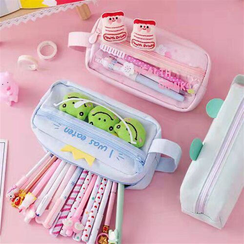 New Cute Pencil Bag Large Capacity Sall Girl Heart Pencil Ba