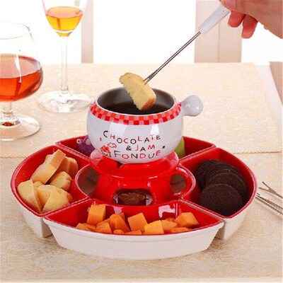 6PCSSet Stainless Steel Chocolate Cheese Fruit Dessert Hot