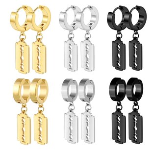 1Pair Punk Gothic Stainless Steel Stud Earring Creative Blad