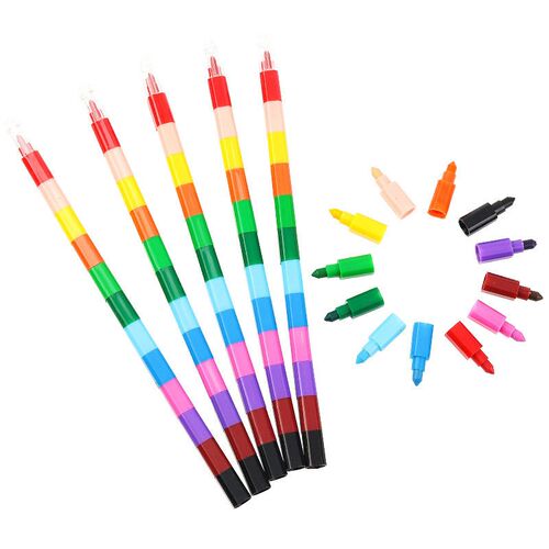 Single building block stitching crayon 12 color multi-sectio