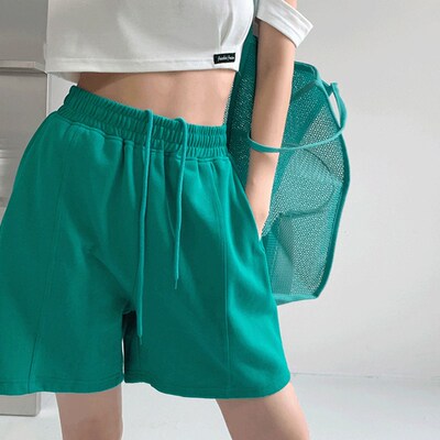 Xpqbb 2023 Summer Casual Shorts Women Solid Color Elastic Wa