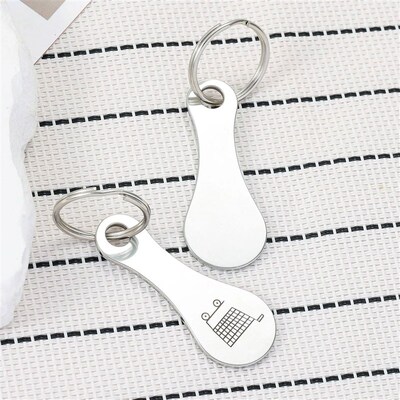 1Pc Cart Shopping Token Trolley Key Keychain Coin Quarter Gr