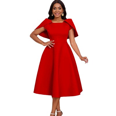 2025非洲气质名媛宴会派对礼服裙斗篷连衣裙 African Party Dress