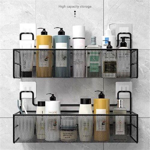 Black Wall-mounted Bathroom Shelf Shower Shampoo Rack