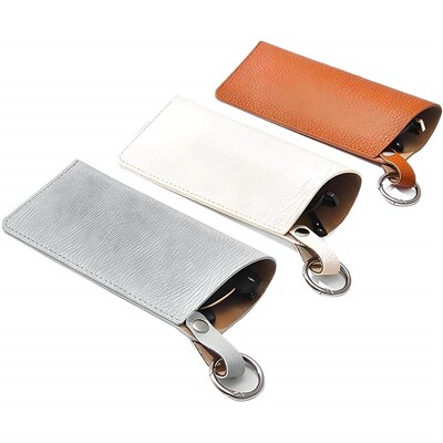 PU Leather Eyeglass Case Portable Hanging Eyewear Pouch Sung