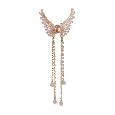Tassel Butterfly Pearl Hair Clip Women Hair Claw Elegant Hai