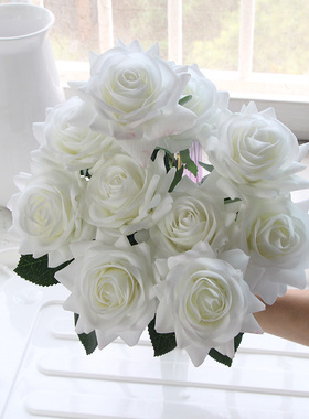 7 Pcs Real Touch Rose Branch Stem Latex Rose Hand Feel Felt