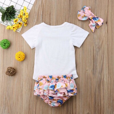 CANIS Newborn Baby Girls Outfits Clothes Short Sleeve Letter
