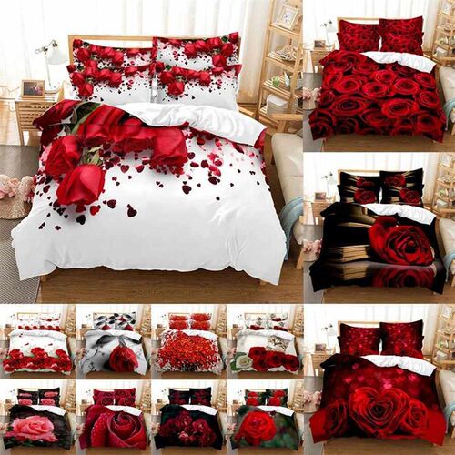 Red Rose Bedding Set Quilt Duvet ver Comforter Pillow Case 3