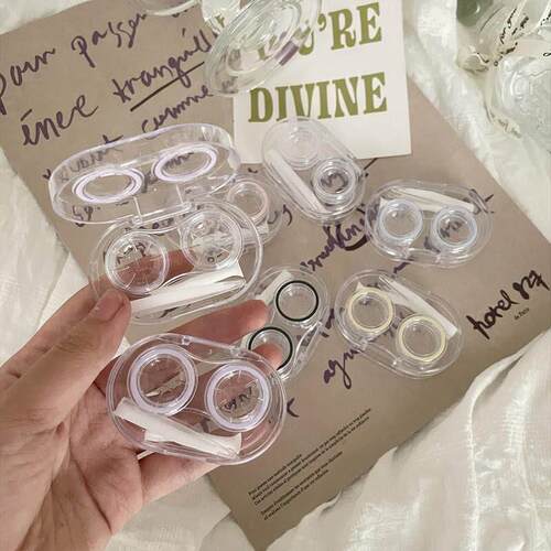 Twist-Off Lid Contact Lens Case - Transparent, Portable, Eye