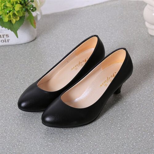 High Heel Shoes for Women 5CM Chunky Heel Fashion Pointed To