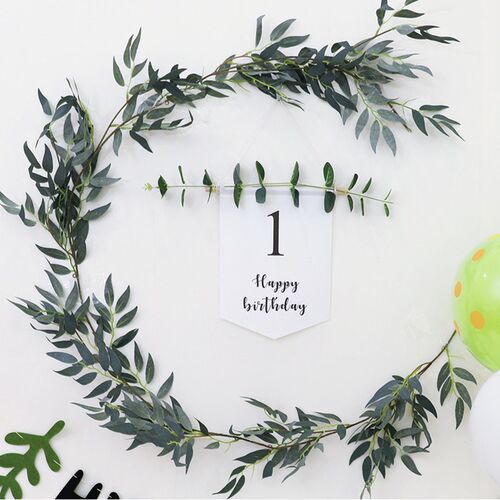 1 Set Happy Birthday Banner Garland 1-9th White Birthday Bun