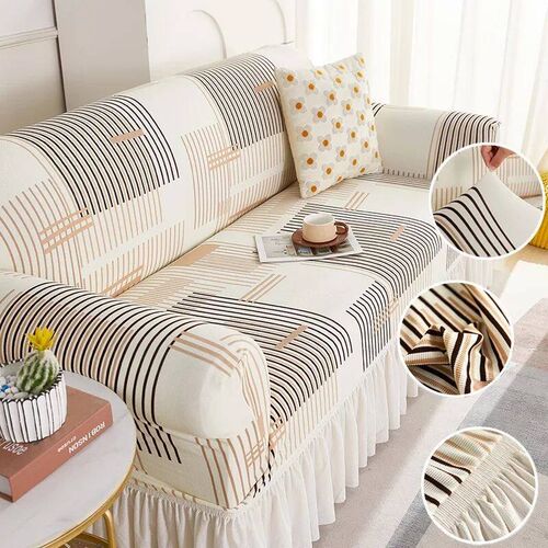 Geometric Print Sofa Skirt vers Sretch Breathable Couch vers