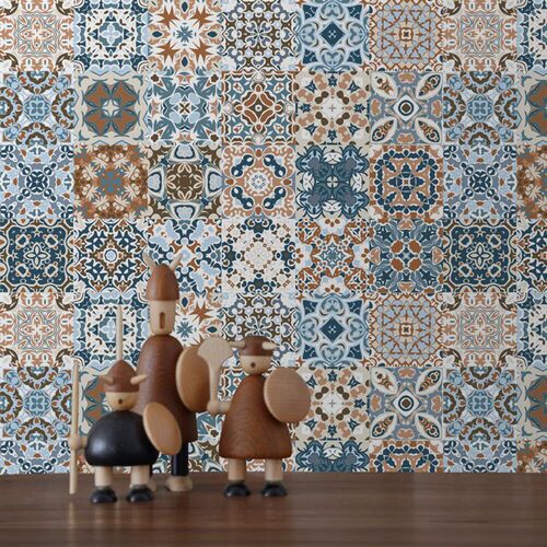 20pcs PVC Waterproof Retro Pattern Tile Floor Stair Sticker