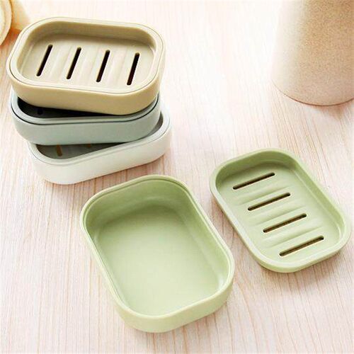 Double-layer covered soap dish for bathroom, water-draining