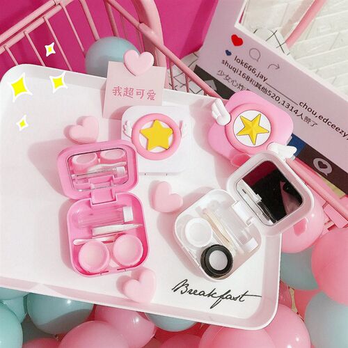 Mini Square Contact Lens Case Cartoon Star Sakura Wings Stor
