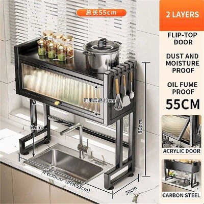 Sink Cabinet Door Rack Countertop Sink Shelf with Door