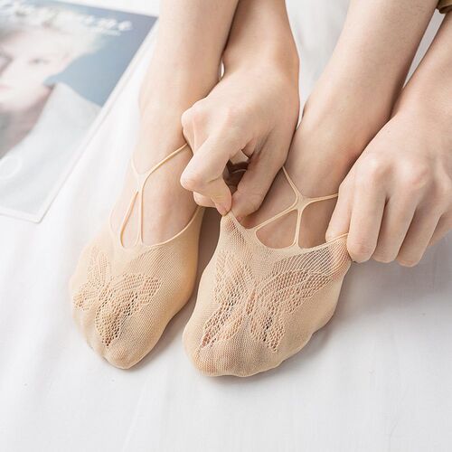 Velvet Butterfly Round Toe Invisible Sockskorean Style Women