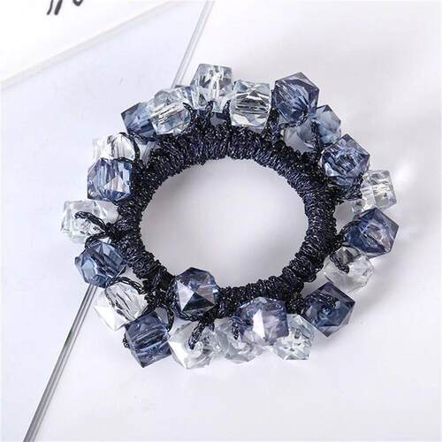 Korean Styles Women Crystal Beaded Hair Tie Elastic Pearl ta