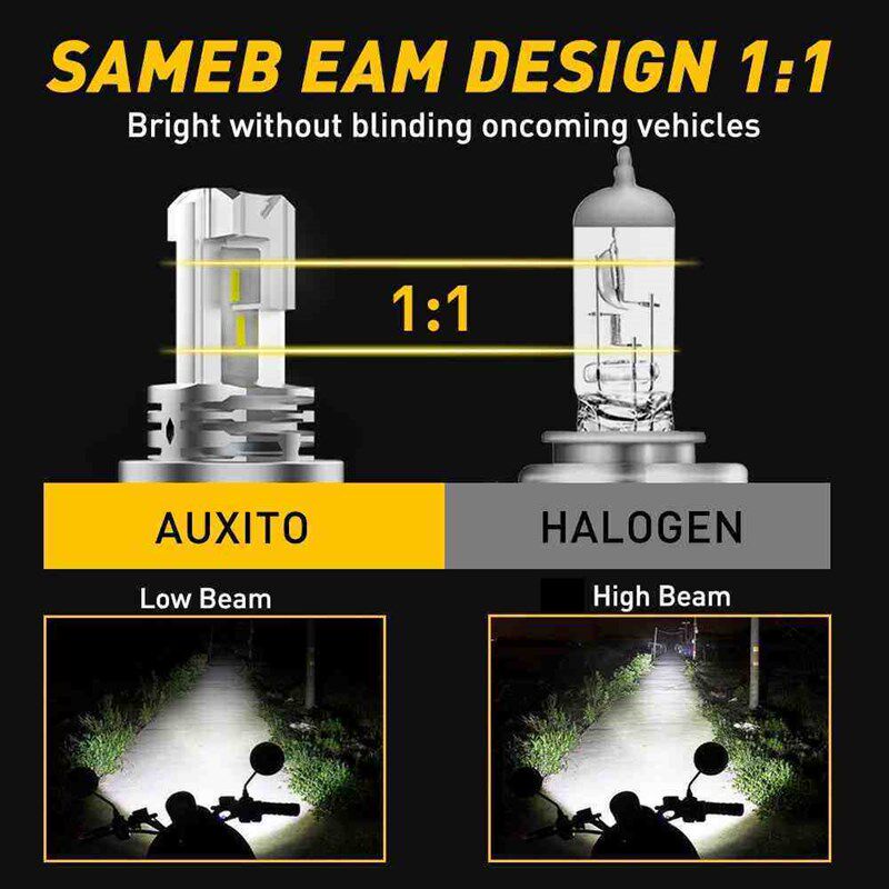 AUXITO 1Pcs H4 9003 LED Hi/Lo Beam Canbus No Error Car Motor - 实物图