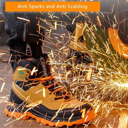 winter safety shoes men for work high top boots anti punctur
