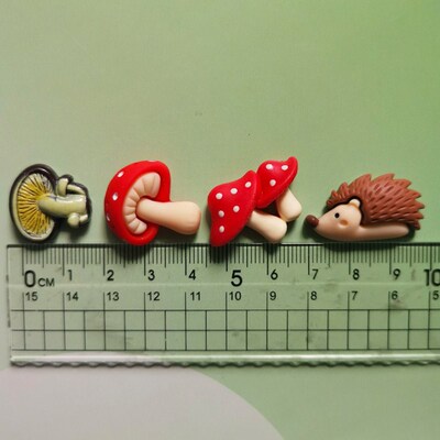 10 pcs flat back cartoon figurine/miniatures hedgehog mushro