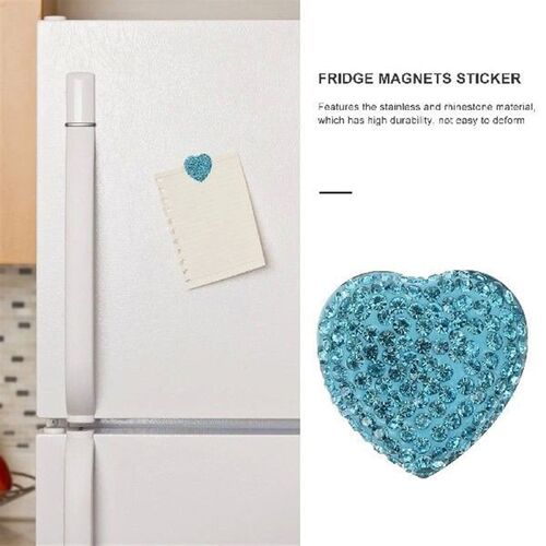 2PCS Heart Shaped Rhinestone Fridge Magnets Decorative