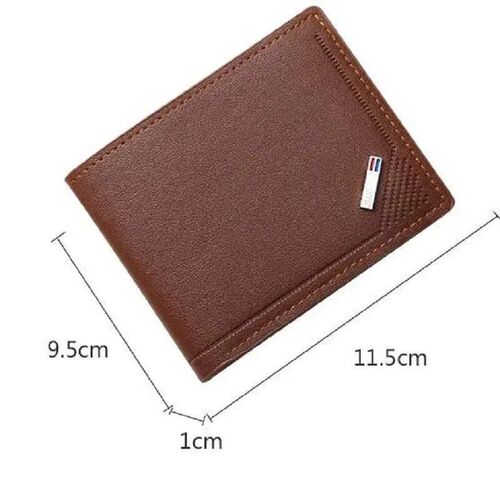 Men leather hort wallet thin wallet foldable minimalit oft