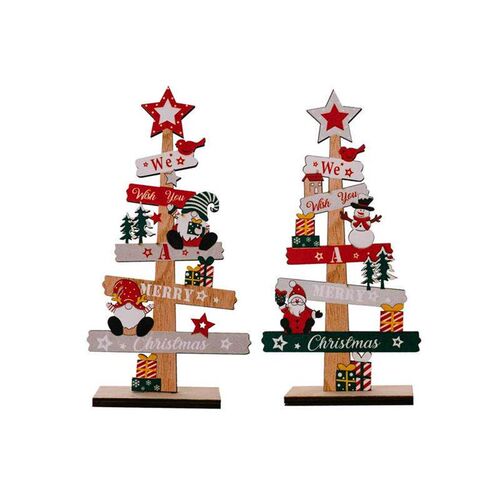 Desktop Christmas Tree Santa Claus DIY Decoration Wooden Chr