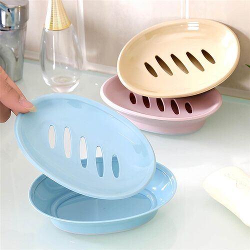 Double-layer soap box, portable with lid, creative and cute