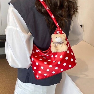 1pc pure color polka dot houlder bag fahion armpit bag bucke