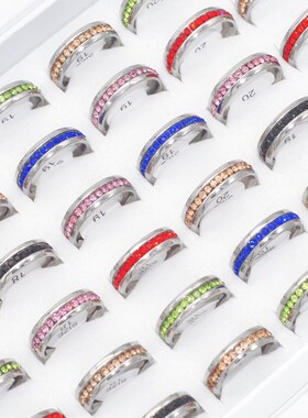 Bulk Lots 30pcs Colorful CZ Crystal Wedding Rings Women Luxu