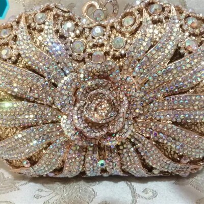 Luxury Purple/Blue Crystal Red Bag Rhinestones Evening Clutc