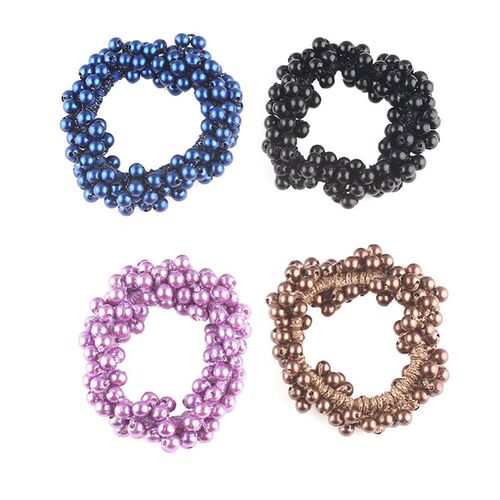 6 Colors Woman Elegant Pearl Hair Ties Beads Girls Scrunchie