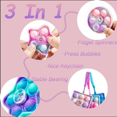 24 Pack Pop Fidget Spinner Keychain Toys Set Push Bubble Sen