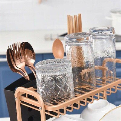 Aluminum Kitchen Double-Layer Dishes And Chopsticks Storage