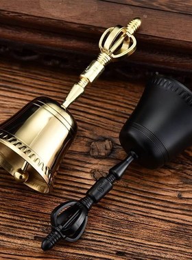 黄铜三清铃手摇铃铛仿古金刚铃道铃三叉铃礼品四方头品摆件