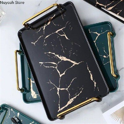 Nordic Light Luxury Marble Ceramic Tray Creative Living