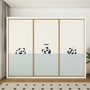 衣柜门贴纸卧室房门改造卫生间玻璃门翻新卡通熊猫贴画儿童房自粘