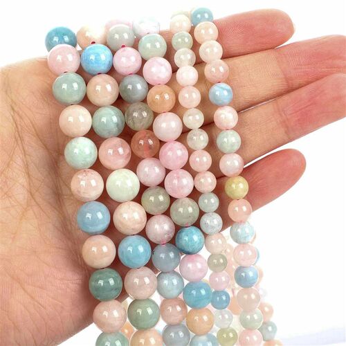 Natural Stone Beads Rose Quartz & Red Glass Agate Round Loos