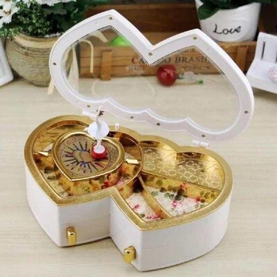 Ballerina Music Trinket Box Heart Shape ABS Storage Holder