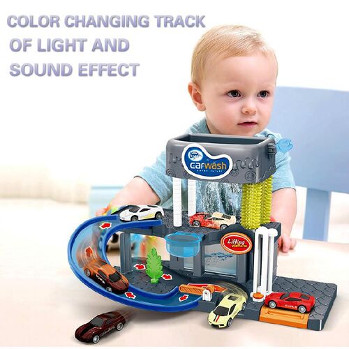 Children Rail Car Toys Simulation Parking Lot Car Wash Model